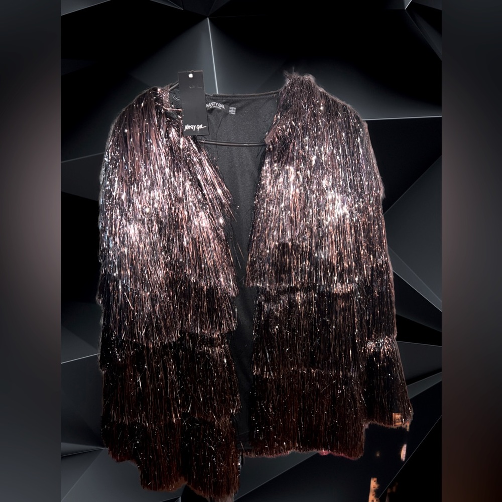 Women’s Silver Fringe Tassel Jacket New w/ Tags. Size 10.